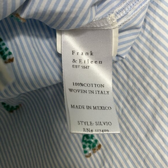 Frank & Eileen Silvio Top Womens XS Blue Stripe Sailboat Coastal Italian Cotton - Picture 5 of 9